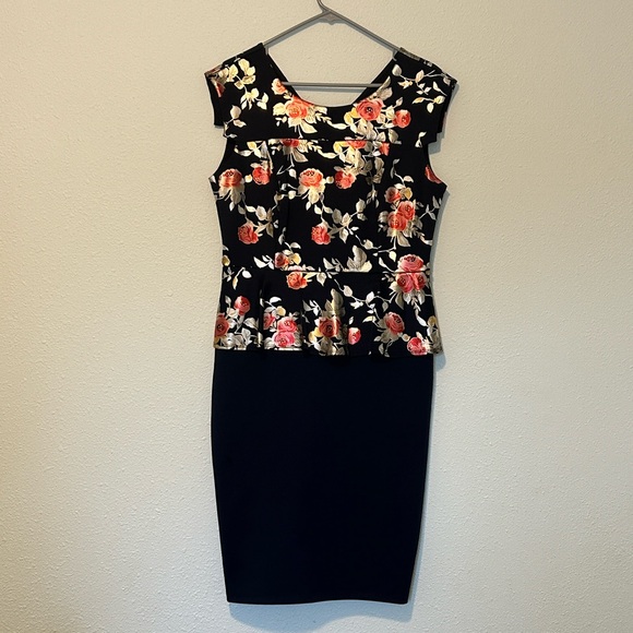 Enfocus Studios Dresses & Skirts - Size 12P. Brand Enfocus Petite. Navy Blue/Pink/Gold Floral. Peplum Style. New!